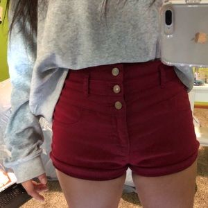 REFUGE Red High-Waisted Shorts
